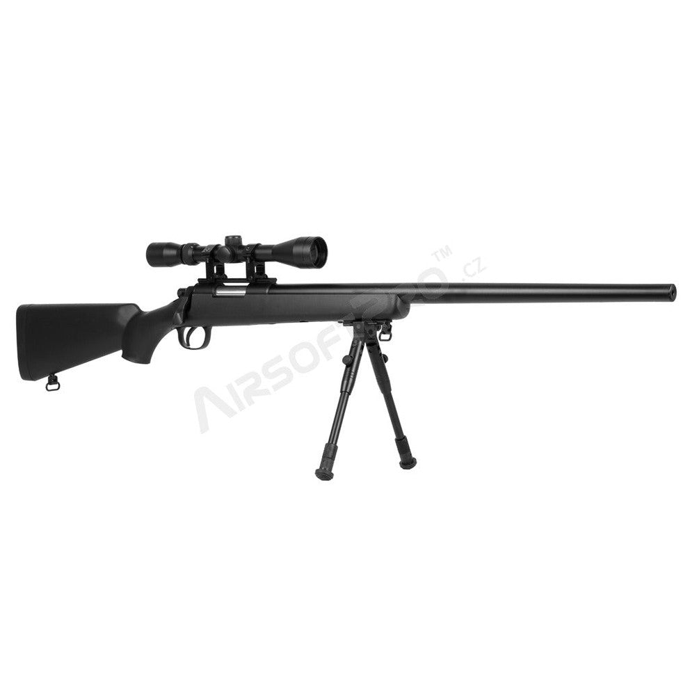 Airsoft sniper MB03D + scope and bipod, black