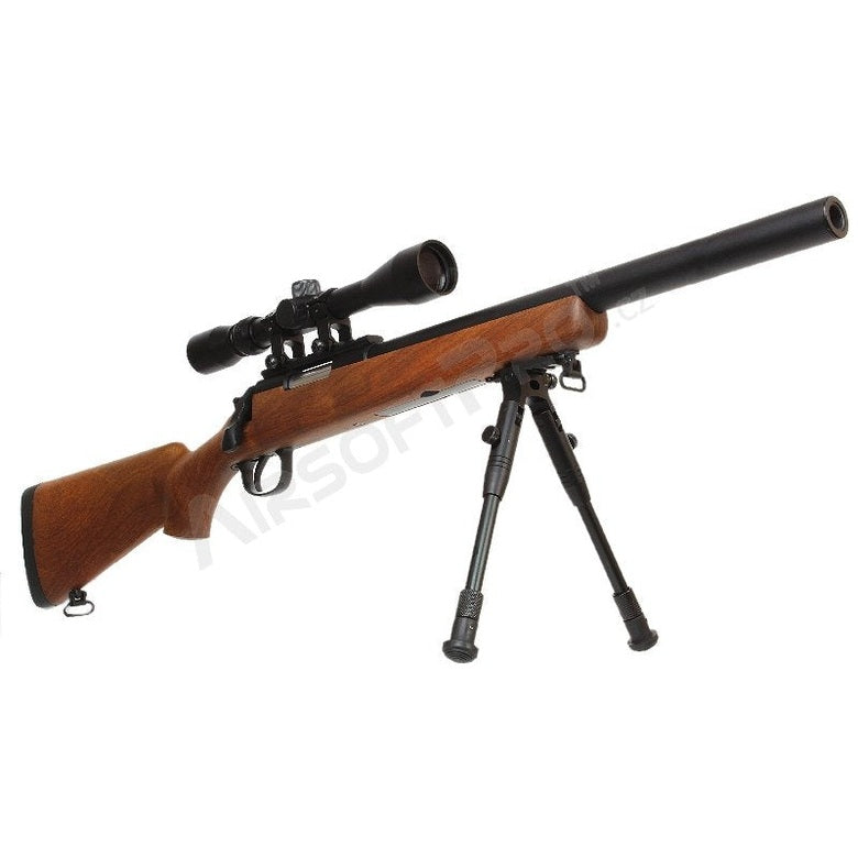 Airsoft sniper MB02D wood + scope + bipod