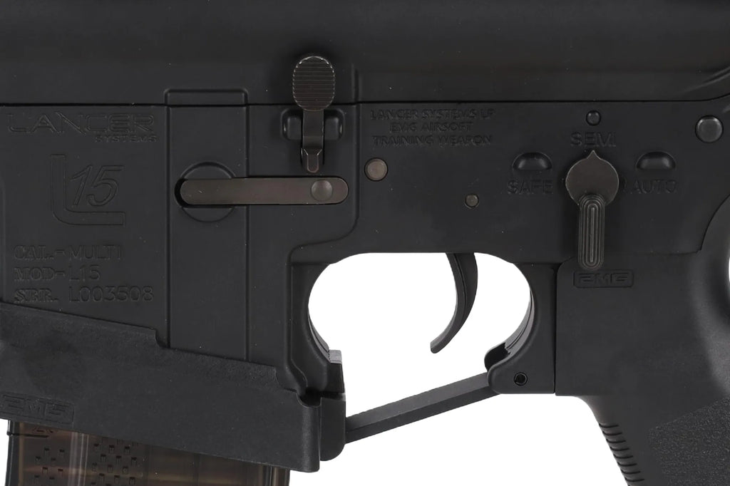 King Arms x Lancer Systems airsoft Carbine L15 LCH7 12" Faux Carbon Black