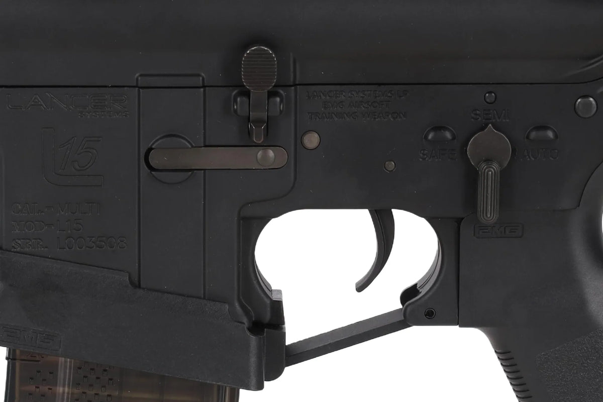 King Arms x Lancer Systems airsoft Carbine L15 LCH7 12" Faux Carbon Black