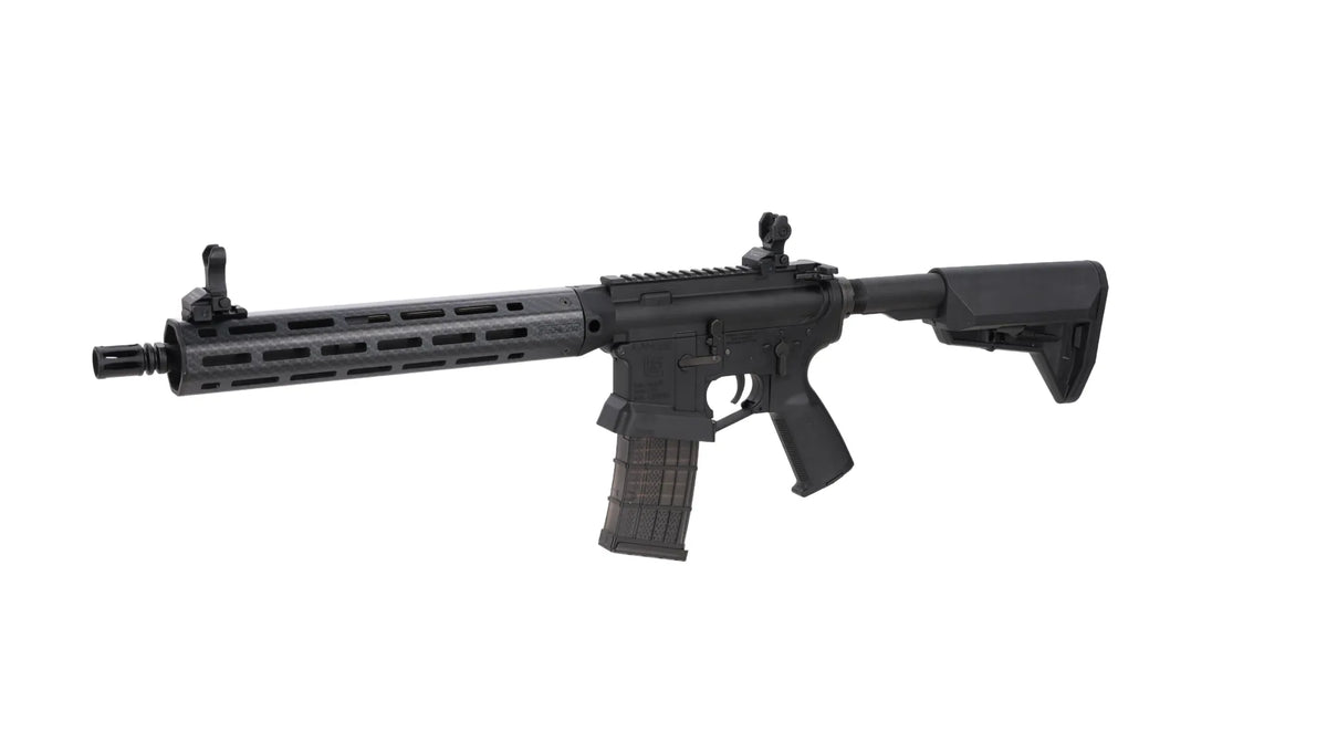 King Arms x Lancer Systems airsoft Carbine L15 LCH7 12" Faux Carbon Black