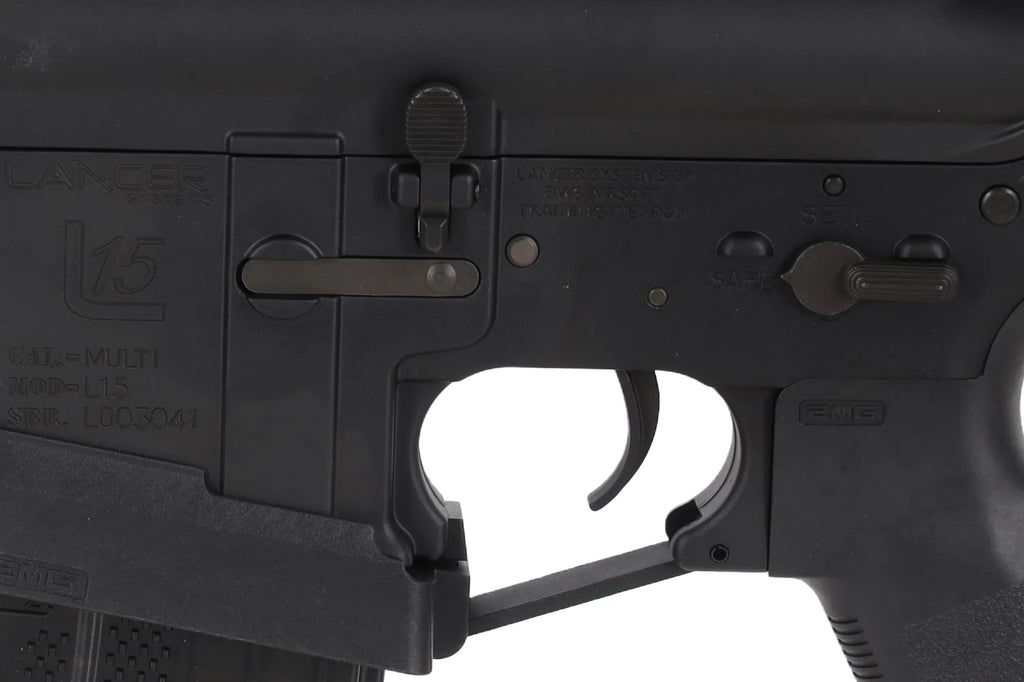 King Arms x Lancer Systems airsoft Carbine L15 LCH7 15" Faux Carbon Black