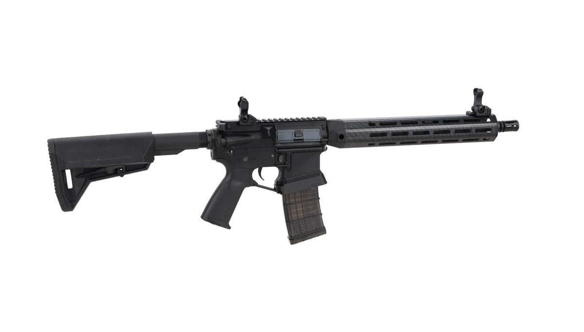 King Arms x Lancer Systems airsoft Carbine L15 LCH7 12" Faux Carbon Black