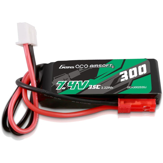 Gens ace 2S 35C 300mAh 7.4V 2S1P Lipo Battery for Airsoft with JST-SYP Connector for HPA Control