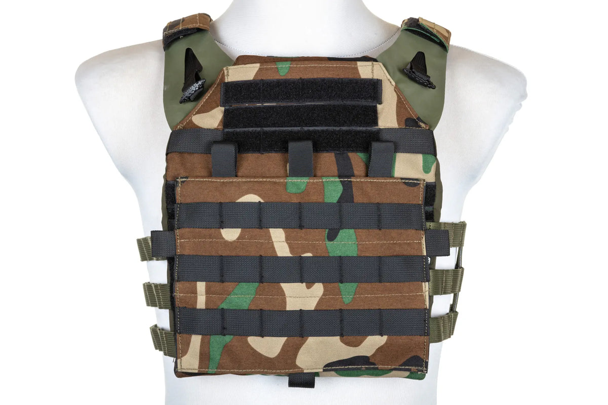 Specna Arms Tactical Plate Carrier type waistcoat with assault panel Woodland