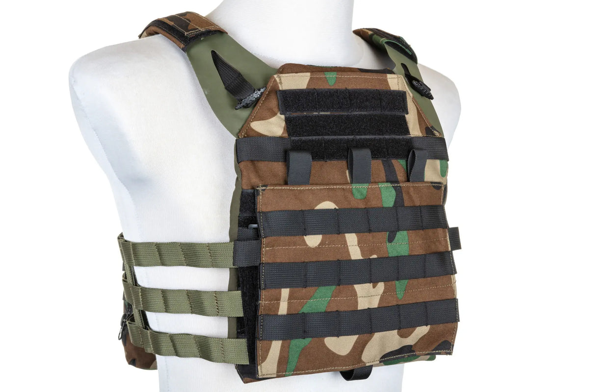 Specna Arms Tactical Plate Carrier type waistcoat with assault panel Woodland
