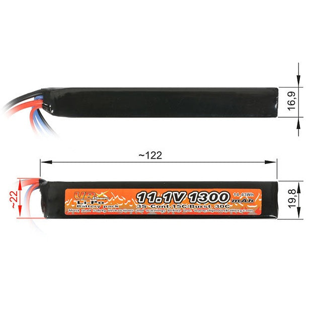 Battery Li-Po 1300mAh 11,1V 15/30C - T-connector [VB]