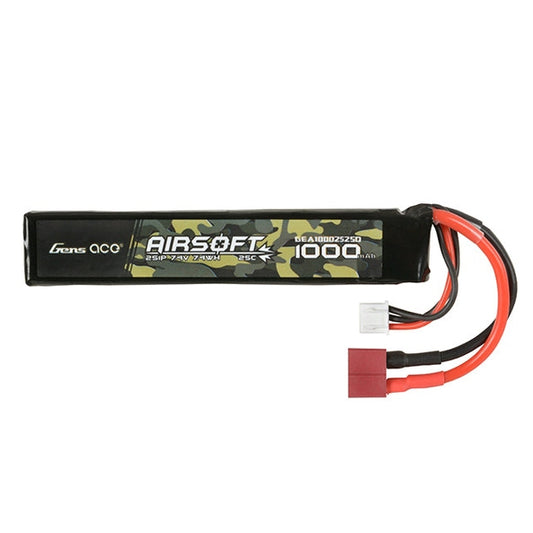 Gens Ace 25C 1000mAh 2S1P 7.4V Airsoft LiPo Battery T-Plug