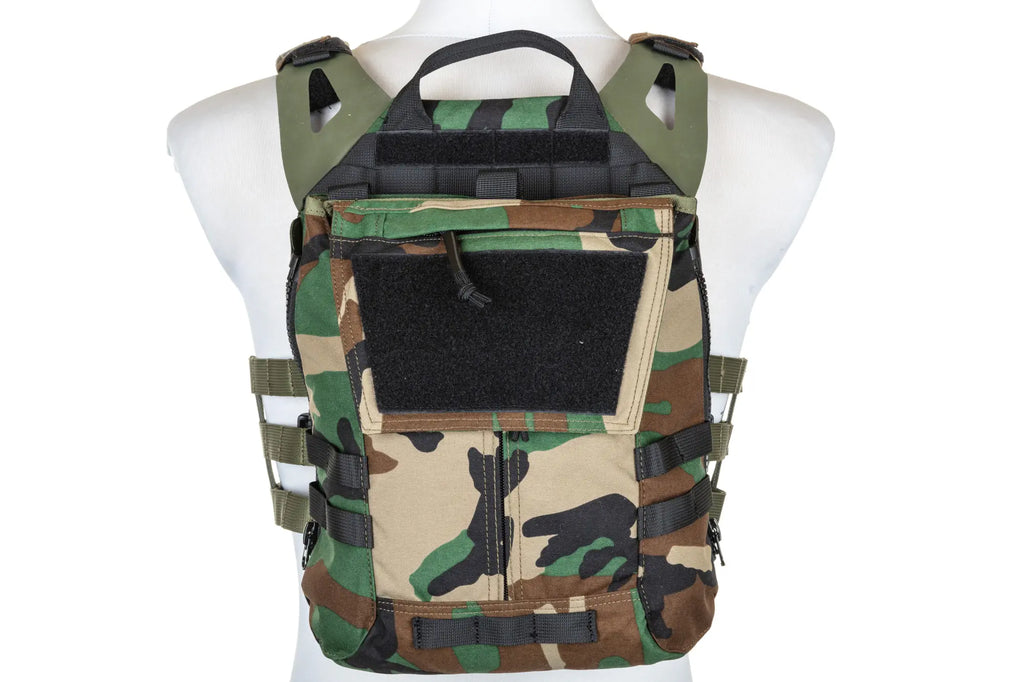 Specna Arms Tactical Plate Carrier type waistcoat with assault panel Woodland