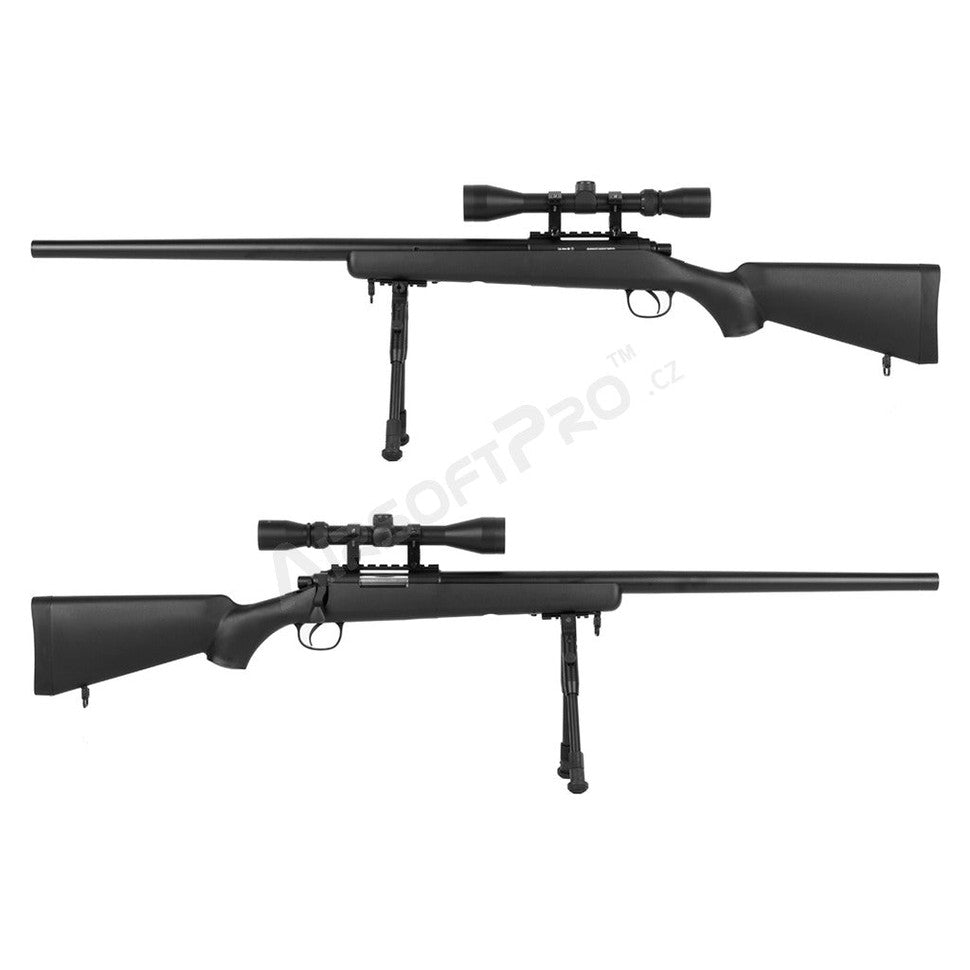 Airsoft sniper MB03D + scope and bipod, black