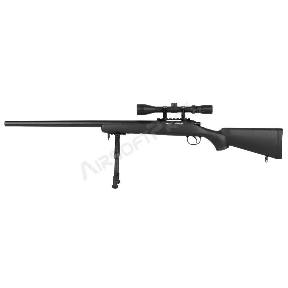 Airsoft sniper MB03D + scope and bipod, black