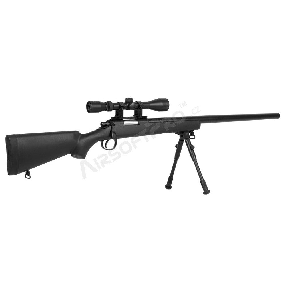 Airsoft sniper MB03D + scope and bipod, black