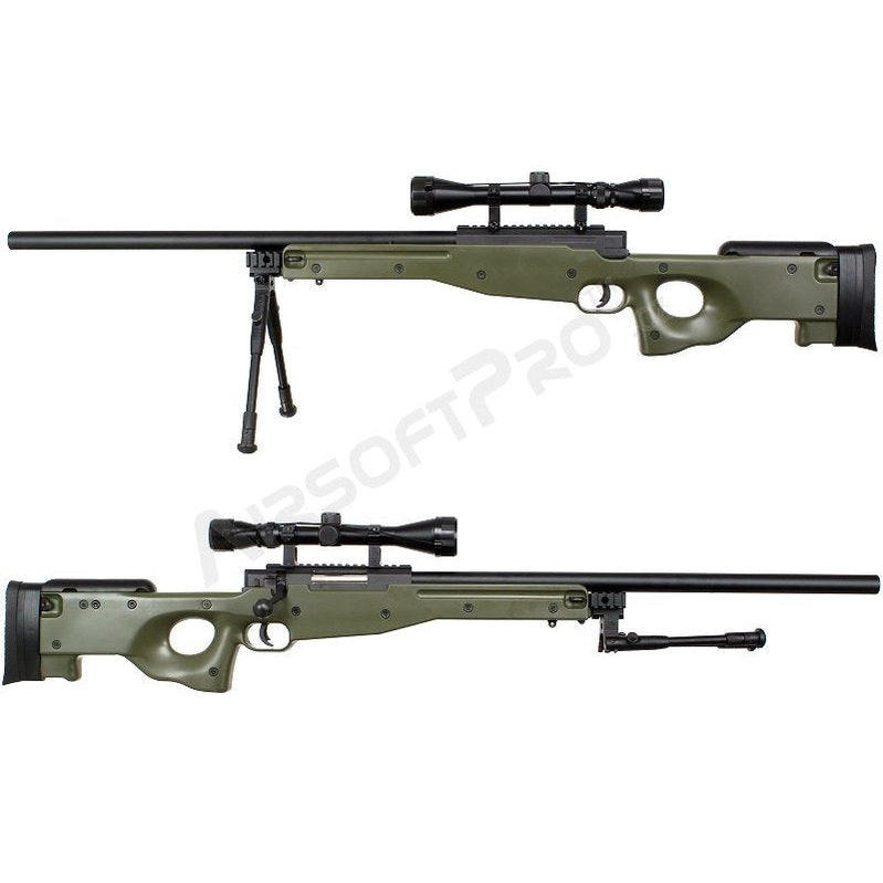 Airsoft snaiperis L96 OD (MB01C UPGRADE) + tēmeklis un bipods - OD