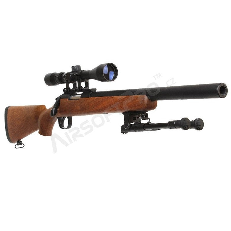 Airsoft sniper MB02D wood + scope + bipod