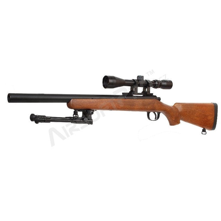 Airsoft sniper MB02D wood + scope + bipod
