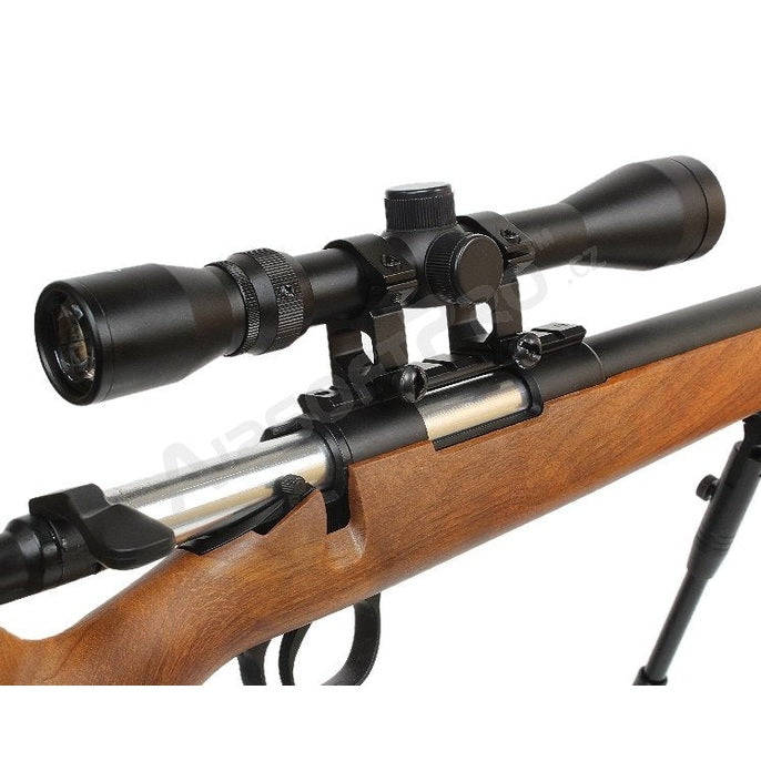Airsoft sniper MB02D wood + scope + bipod