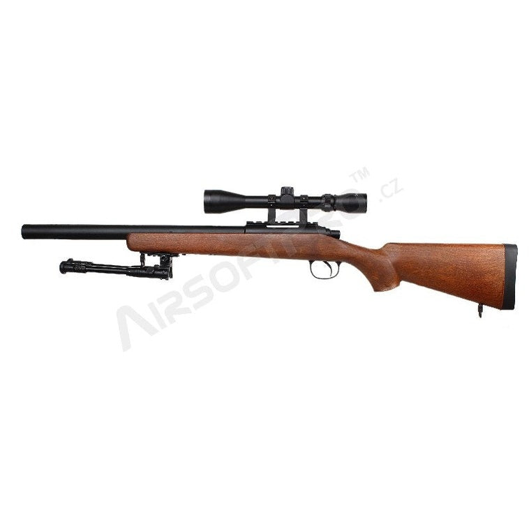 Airsoft sniper MB02D wood + scope + bipod